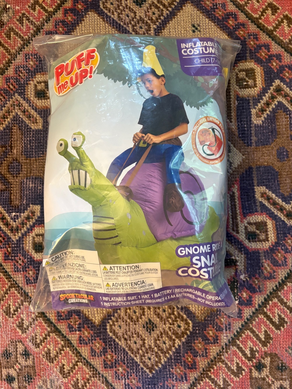 Inflatable Green Gnome Snail Kids Costume